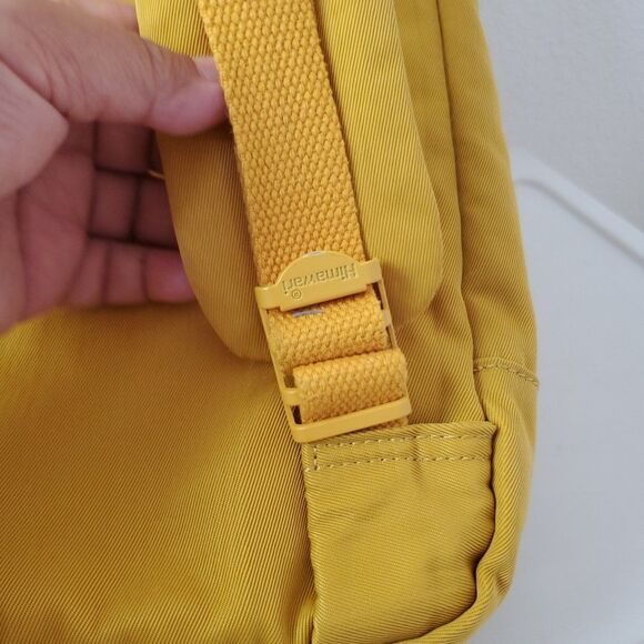 Himawari Contrast Waterproof Canvas Backpack Bag with Round Label Mustard Yellow - Picture 14 of 16